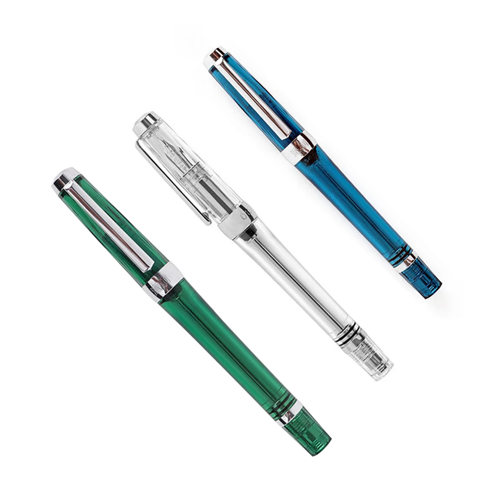 

New 3013 Vacuum Fountain Pen Resin Transparent Quality EF/F Nib 0.38/0.5mm Ink Gift Pen for Business Office