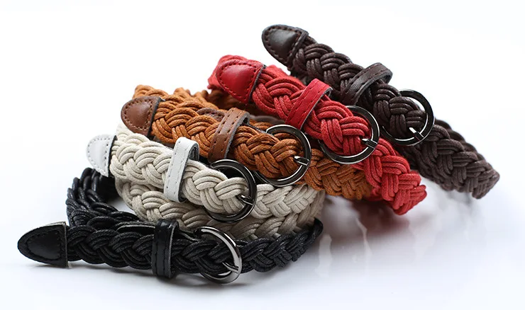 

New Fashion Womens Belt Brief Knitted Candy Colors Hamp Rope Braid Belt Female Belt For Dress High Quality Ceinture Femme