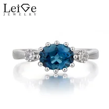 Leige Jewelry London Blue Topaz Ring Wedding Ring November Birthstone Oval Cut Blue Gemstone 925 Sterling Silver Ring for Her