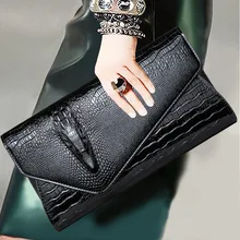 Steam Punk Europe American Big Wind Elegant Luxury Fashionable Crocodile Genuine Leather Clutch Wallet Handbag