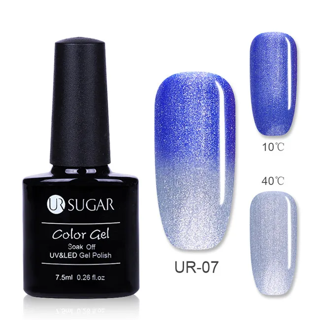 Ur Sugar, 7,5 мл, термо-гель для ногтей, меняющий цвет, блестящий блеск, долговечный, впитывающий УФ-гель для ногтей, лак - Цвет: glitter UR-07