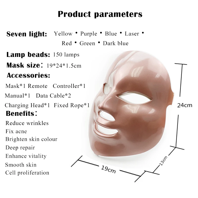 Raiuleko 7 цветов светильник светодиодный для омоложения лица Корейская фотонная терапия светодиодная маска отбеливающая подтяжка кожи против акне Электрический массаж