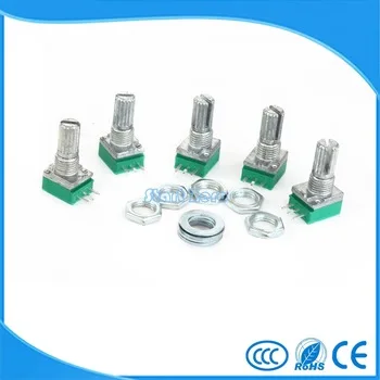 10pcs B100K B50K B20K B10K B5K  RK097N Audio Amplifier Sealed single Potentiometer 15mm Shaft 3pins