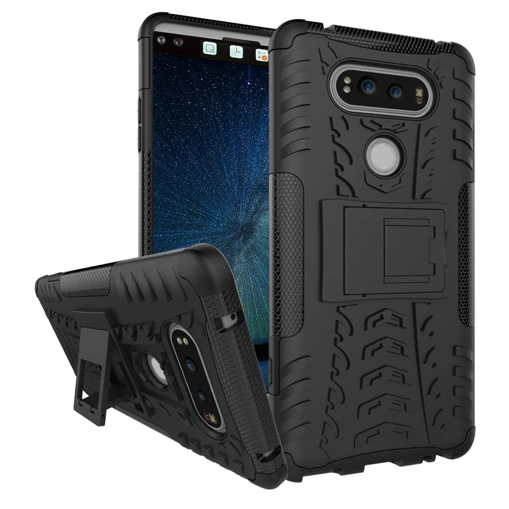  For LG V20 V 20 PC + Silicone Dual Layer Skin Rugged Combo KickStand Armor Case For LG V20 Military Skid Tired Hard Impact Cover 