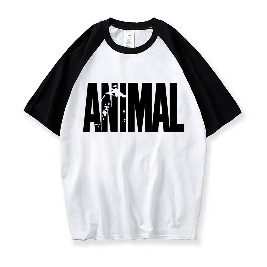 

2019 Man's Animal letter icon Print Raglan Men T Shirts Summer Cotton Tees Men Short Sleeve Shirt harajuku Leisure Loose T-Shirt