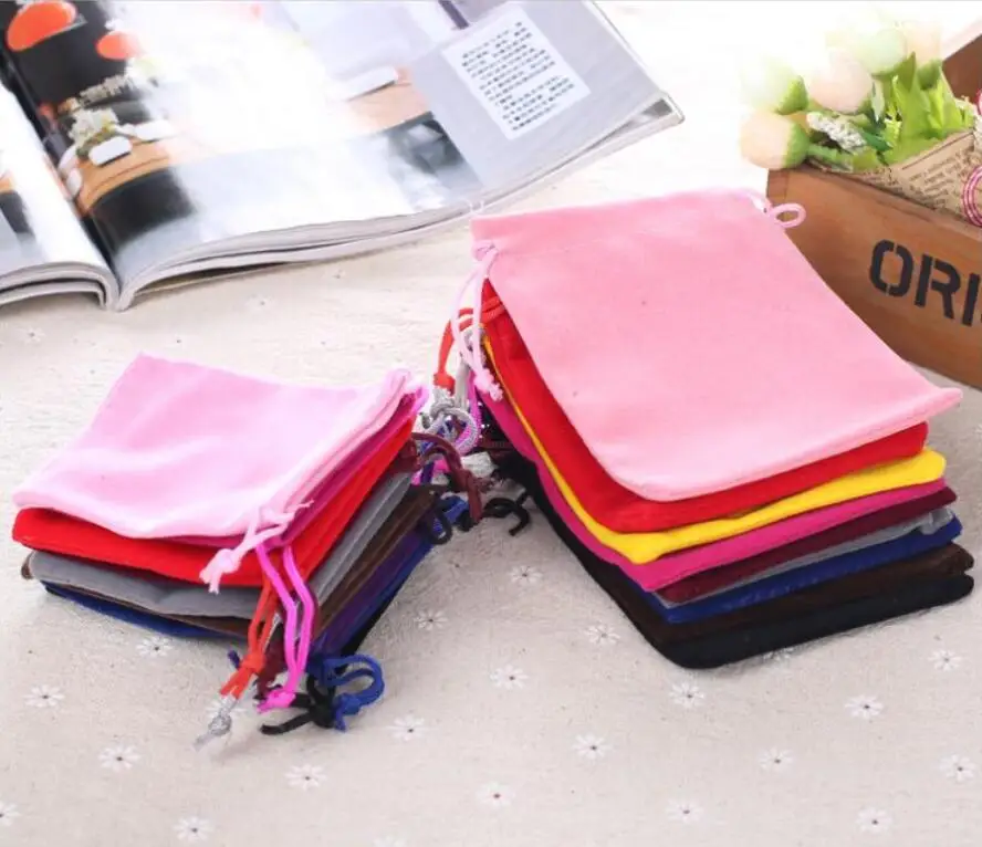 Популярные высококачественные сумочки из вельветовой ткани на шнурках, Подарочная сумка для ювелирных изделий 5x7 см 7x9 см 9x12 см, свадебные сумочки для упаковки подарков - Цвет: Многоцветный