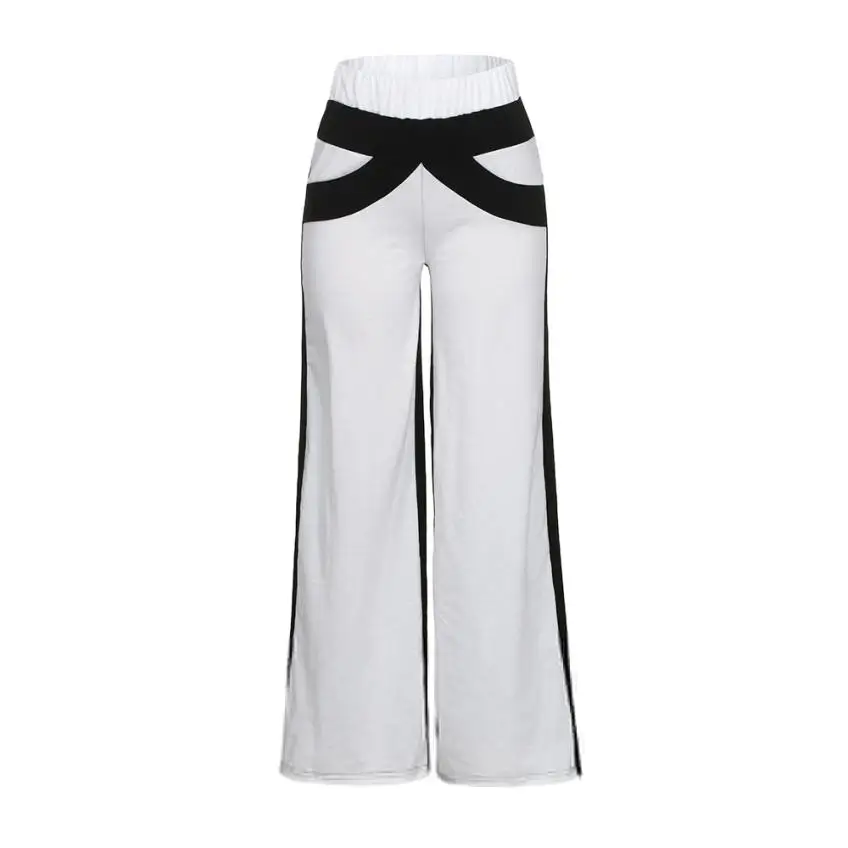 Черные и белые строчки широкие брюки женские в стиле пэтчворк в форме колокола Брюки расклешенные брюки средней посадки широкие брюки