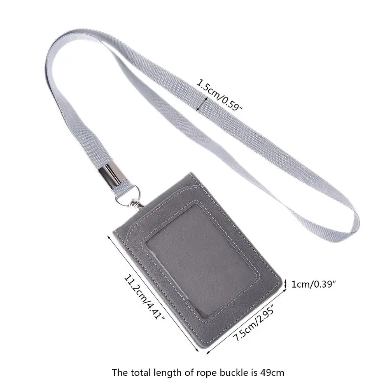 

Fashion Leather Business ID Card Badge Holder Lanyard Cards Case Organizer Bag