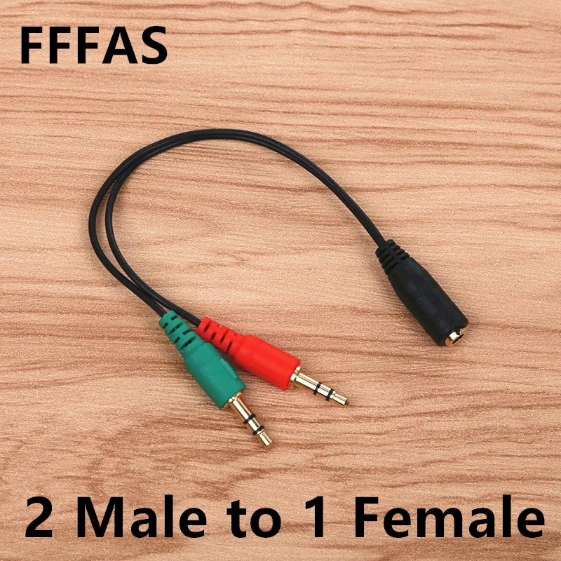 

CatXaa 3.5mm 2 Male to 1 Female Audio Cable Earphone Aux Jack Microphone MIC Adapter for PC Computer Latop Notebook Accessories