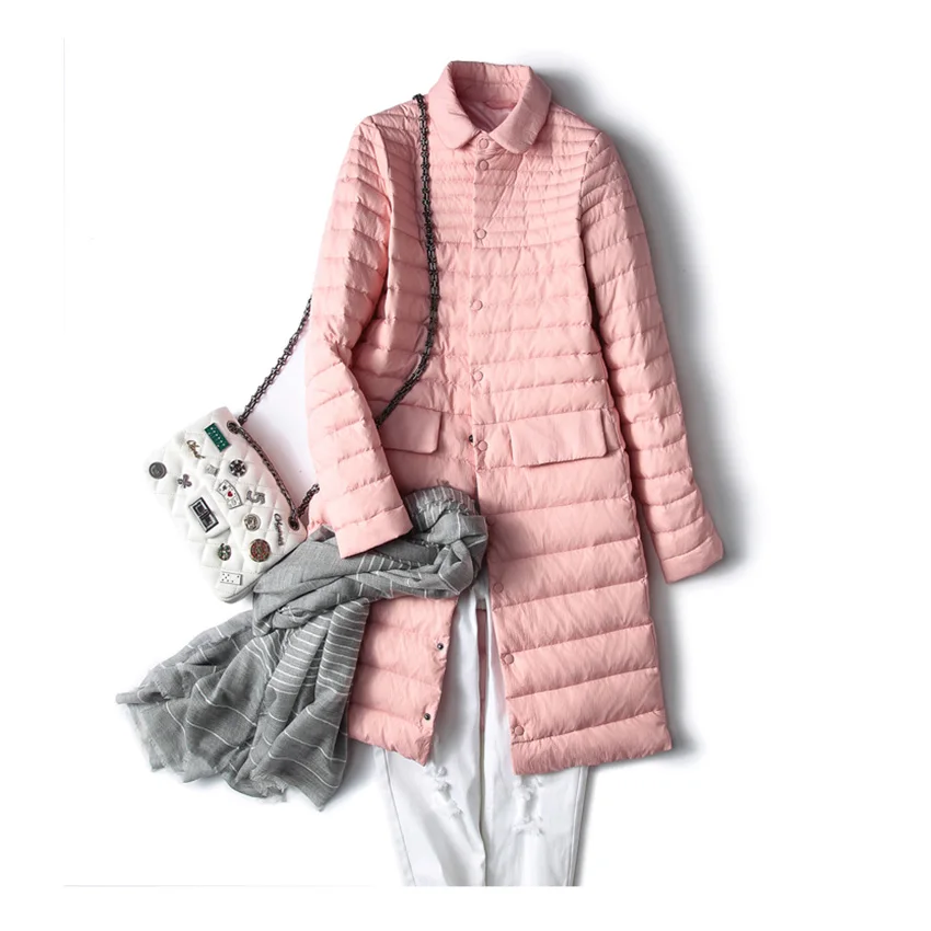 

Women Ultra Light Down Jacket Autumn Winter Lightweight White Duck Down Parkas Warm Slim Thin Long Coat Female Outerwear SF0547