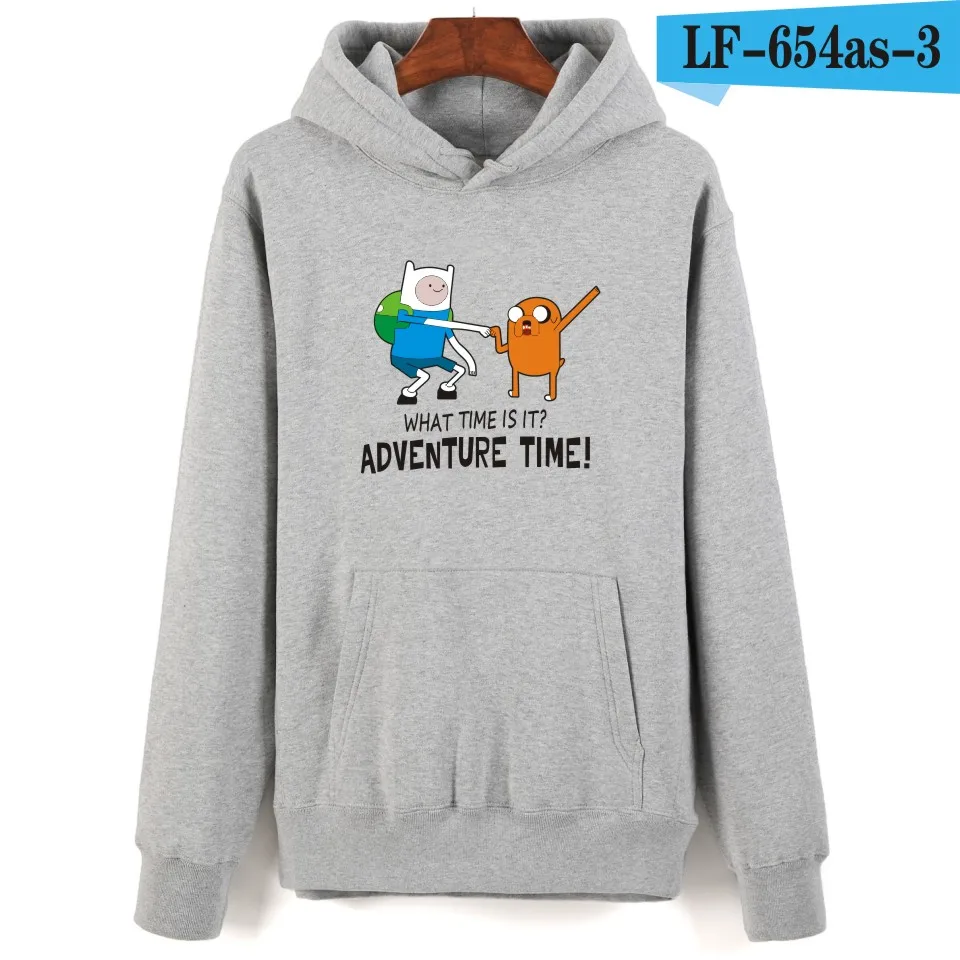 Горячая Распродажа, толстовки с капюшоном Adventure Time, худи для мальчиков и девочек, черный Свитшот Adventure Time, осенне-зимние топы в стиле хип-хоп, Harajuku Polluvers - Цвет: gray