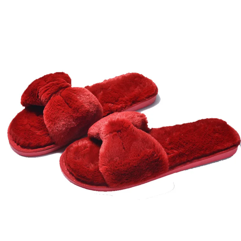 CuddlyIIPanda женские модные домашние тапочки Осень зима искусственный мех мягкий
