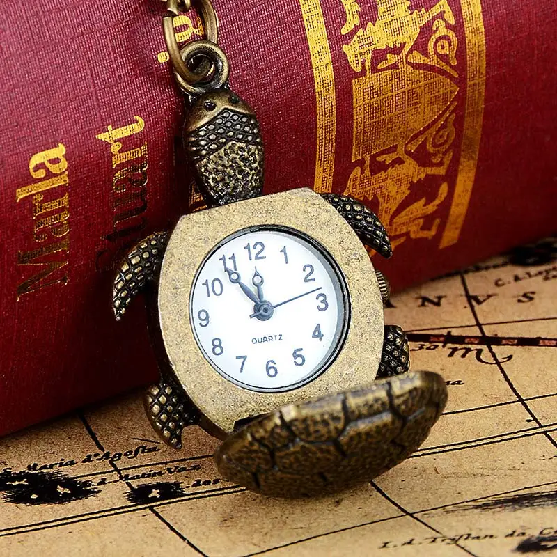 

Vintage Women Men Turtle Shape Pocket Watch With Necklace Watch Gift LL@17
