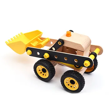

New DIY Three-dimension Assembly Excavator Wooden Puzzle Digger Toys