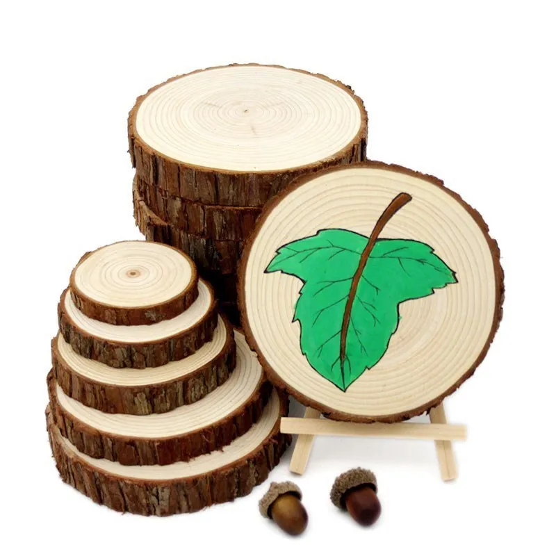 

14-15cm Wood Crafts Log Slices Discs Cutout Circle Round Large Paint Decor Wooden For Wedding Party Craft DIY Decoration