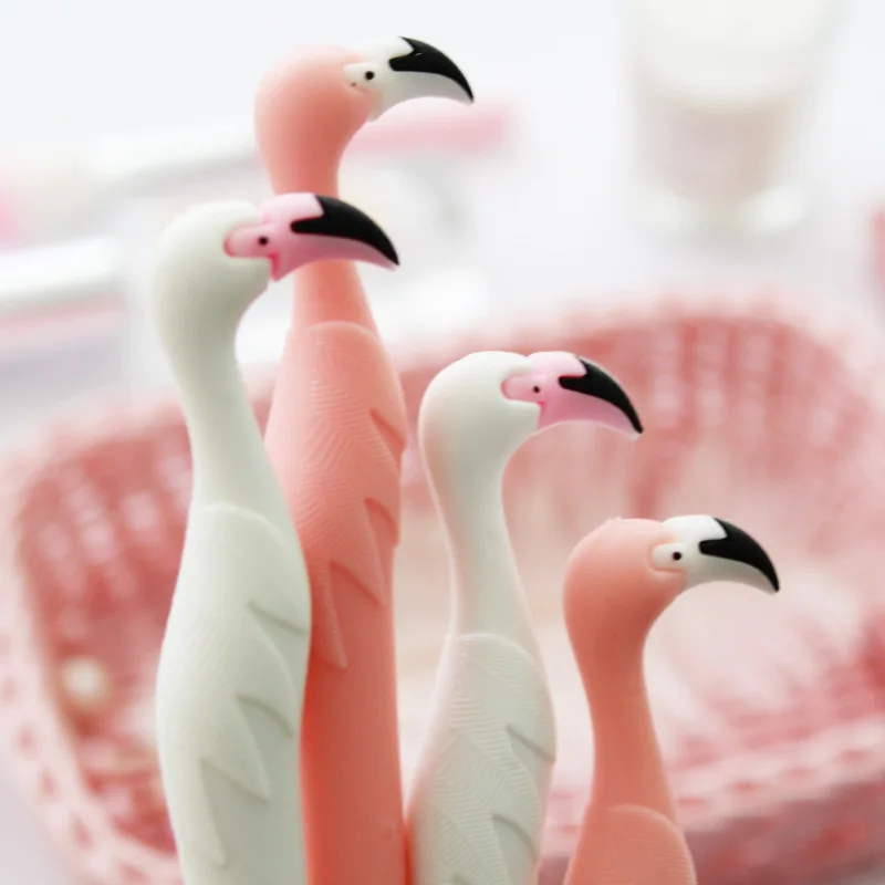 

Cute Kawaii Flamingo Gel Pen Cartoon Animal Korean Student Papelaria For Kids Girl School Stationery Black Ink Pens