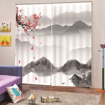 

3D Digital Print Wash Painting Window Solid Door Curtains Drape Panel Sheer For Living Room Bedroom Home Decor Draps AP26