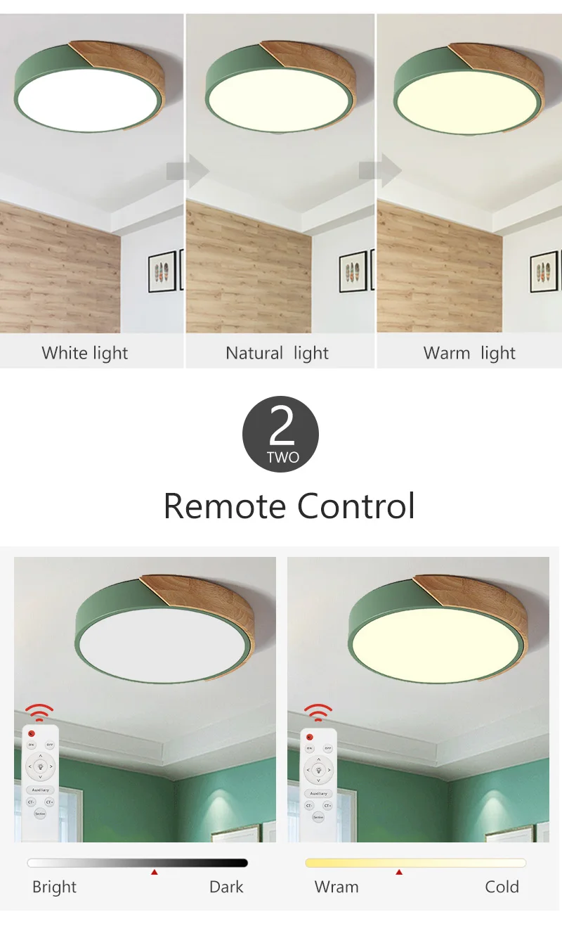 Modern led ceiling light with remote control Loft living room lights bedroom Nordic interior lighting home Wood led plafondlamp