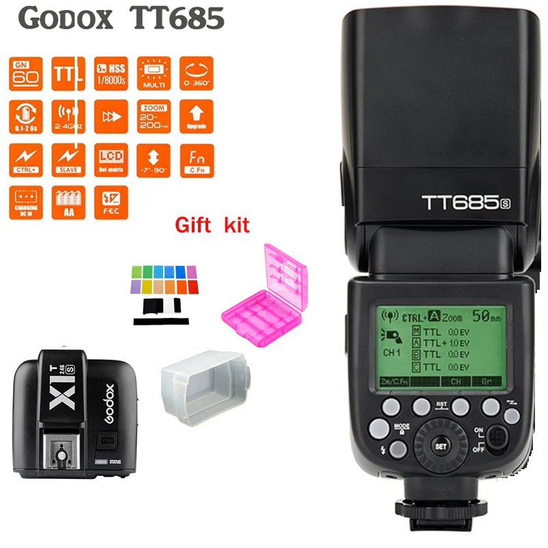 

Godox TT685S Speedlite Flash Light GN60 1/8000s HSS TTL+ X1T-S Flash Transmitter (MI Shoe) for Sony A58 A7RII A7II A99 A7R