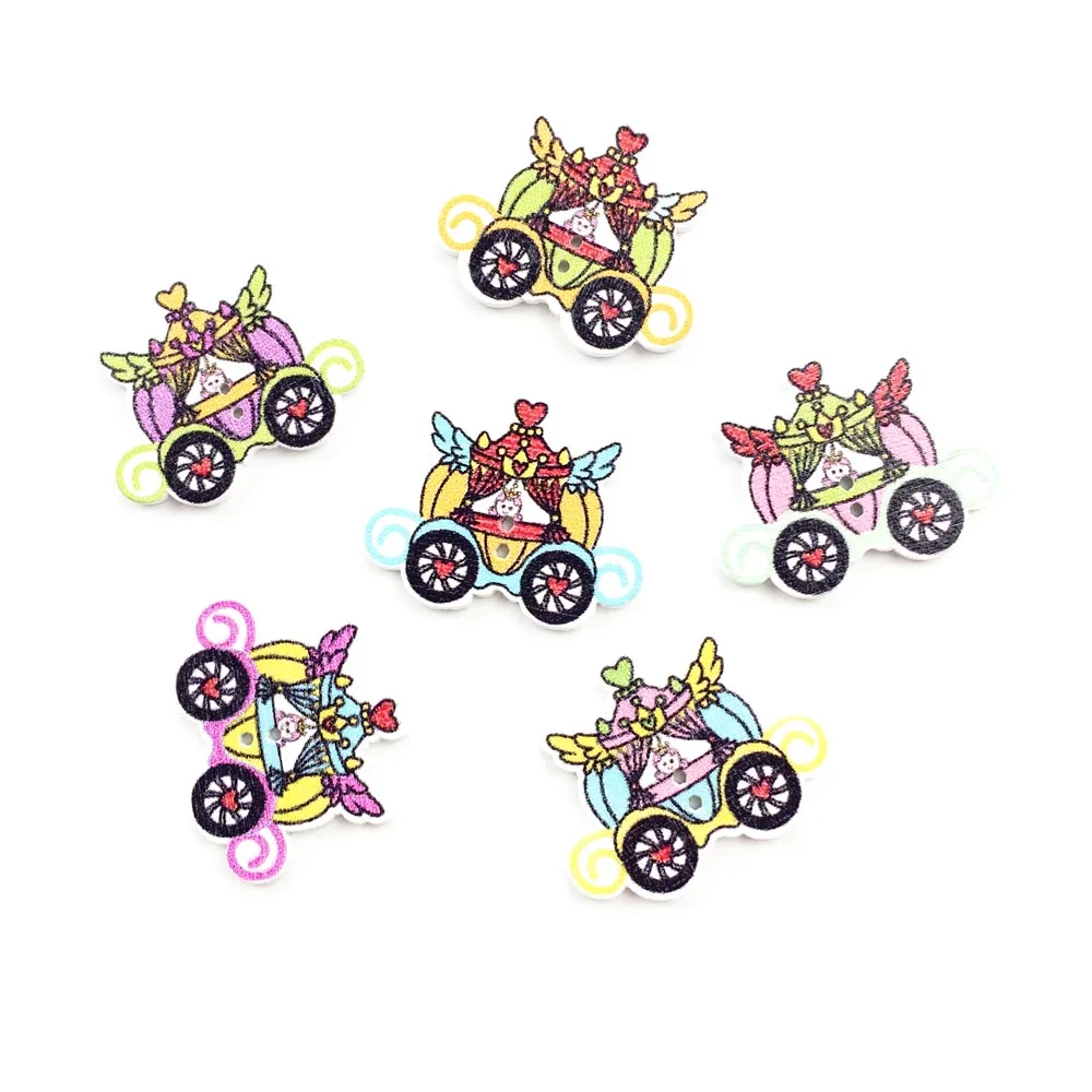 

50Pcs Pumpkin Carriage Wooden Button Sewing Accessories Decorative Buttons Handmade Scrapbooking DIY Craft Embellishment 27*35mm