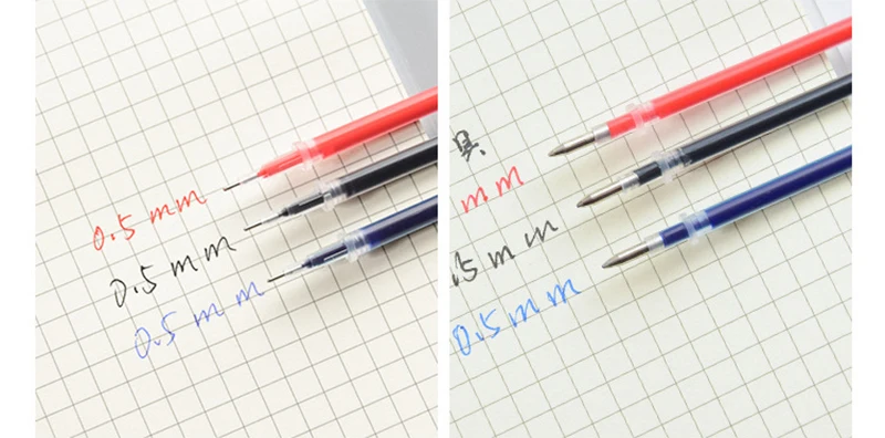 100 шт пулевидный колпачок гелевая ручка повторная заливка 0,5 мм черный/синий/красный косметический карандаш студенческий Писающий канцелярские принадлежности Escolar бумажные школьные принадлежности