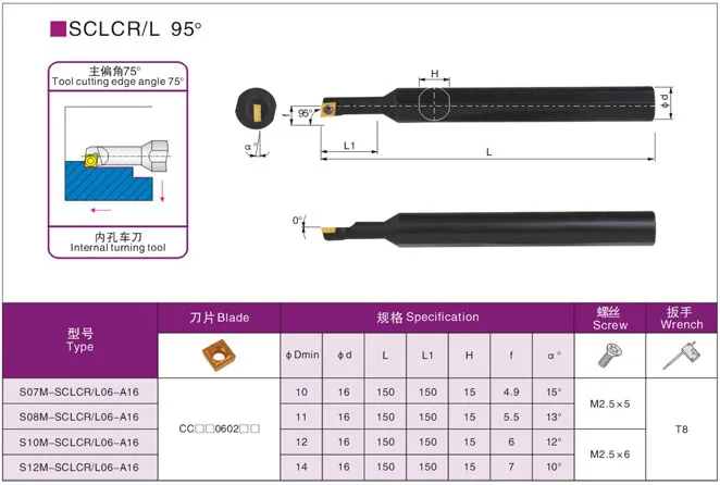 S06K/S07K/S08K/S10K/S12M/-SCLCR06/SCLCL06-A16 Internal Turning Tools Holders CNC Lathe Cutting Machining Boring Toolholders | Инструменты