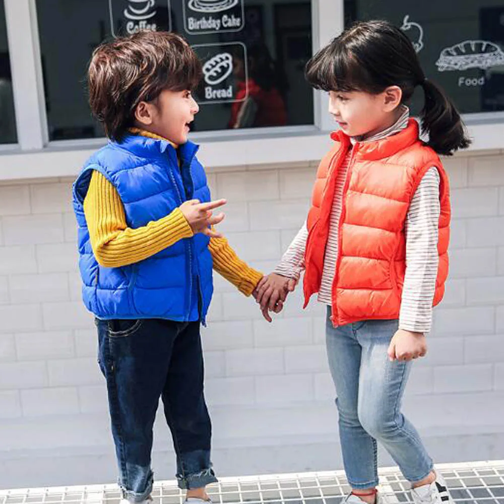

Children's Vests For Girls Winter 2019 Fashion Sleeveless Jackets For Boys Zipper Vests Children's Vest 3 To 7 Years old