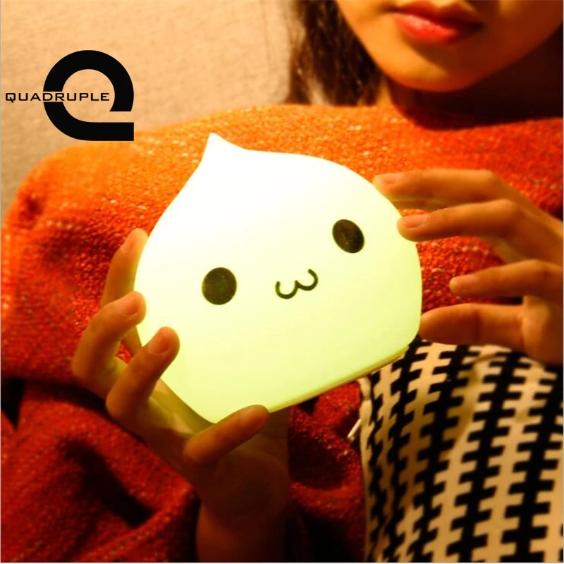 

Quadruple Waterdrops LED Night Light 7 Color Changing Night Lamp Novelty Silicone Soft Lamps Baby Bedroom Lighting Decor Gift