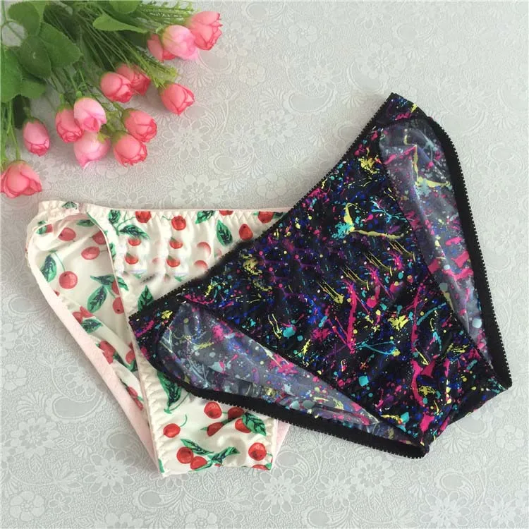 

Sexy single men's printed elastic stretch fabric simple briefs gay jockstrap men underwear