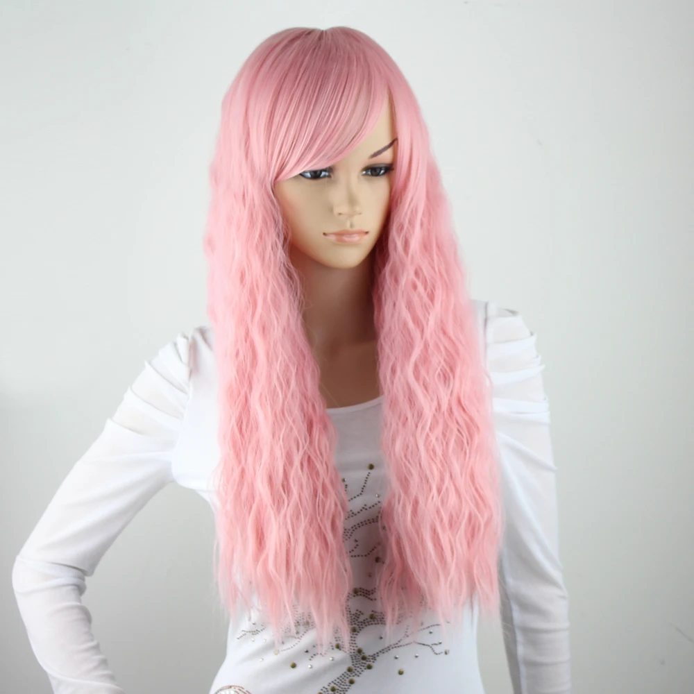 Yiyaobess японский Харадзюку длинный волнистый синтетический парик с челкой белый черный розовый коричневый фиолетовый блонд женский парик для вечерние 60 см