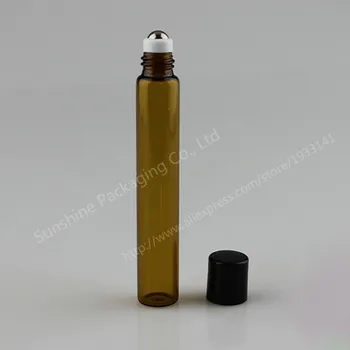 

24pcs 10ml amber roll on roller bottles for essential oils roll-on refillable perfume bottle deodorant containers with black lid