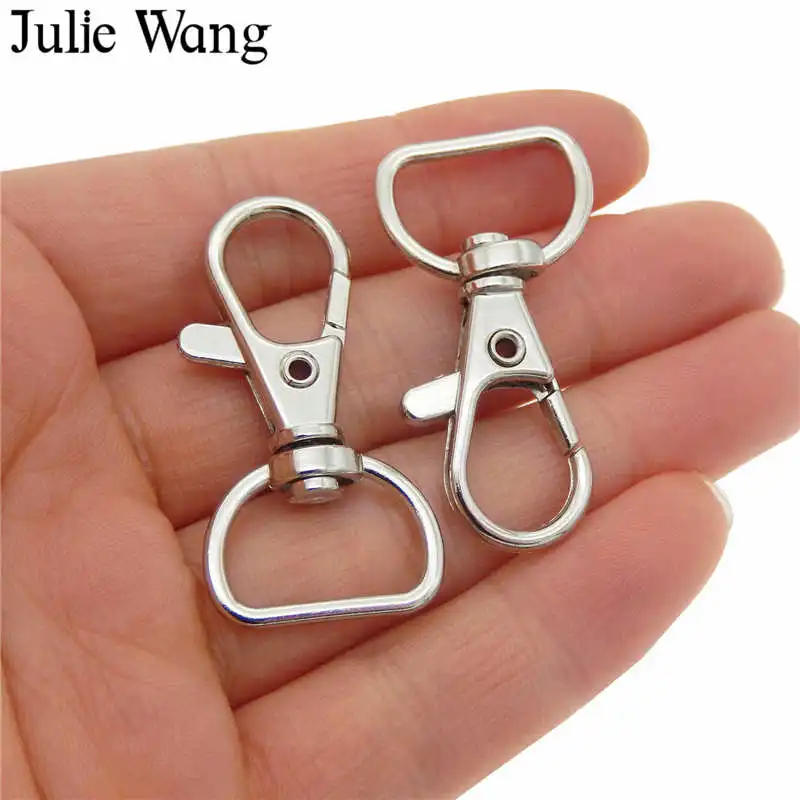 

Julie Wang 10PCS Lobster Keychain Clasp Clips Key Hook Buttons Backpack Bag Buckle Parts Jewelry Keychains Making Accessory