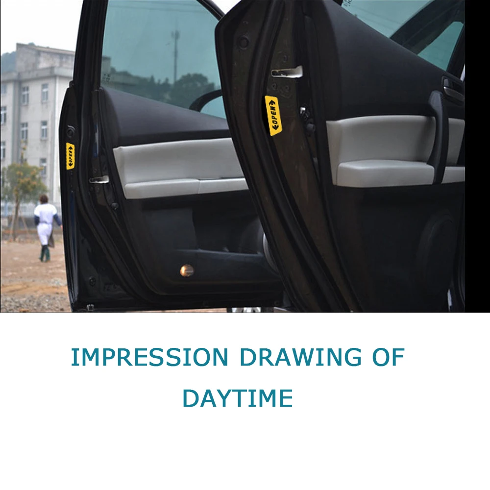 

4pc/set Car Stickers Reflective Car Door Opening Warning Safety Tips Decals Auto Door caution Sticker