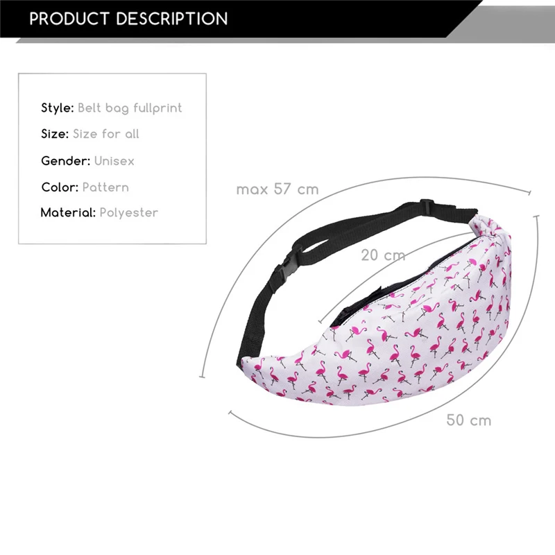 Jom Tokoy جديد 3D الملونة الخصر حزمة للرجال حزمة مراوح نمط محفظة تربط حول الخصر فلامنغو النساء حزام نقود السفر الخصر حقيبة