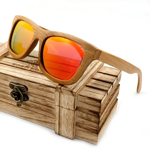 Бобо птица винтажные бамбуковые деревянные солнцезащитные очки ручной работы поляризованные зеркальные модные очки спортивные очки в деревянной коробке - Цвет линз: Yellow
