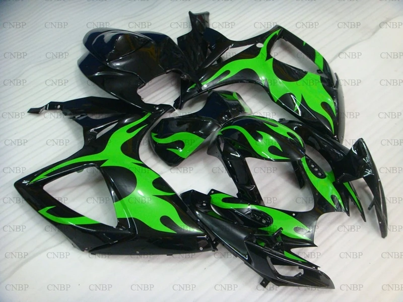 Для Suzuki GSXR600 2006-2007 K6 Abs обтекатель для Suzuki GSXR750 2007 Abs обтекатель GSX R 600 06 зеленый черный Пламя обтекателя