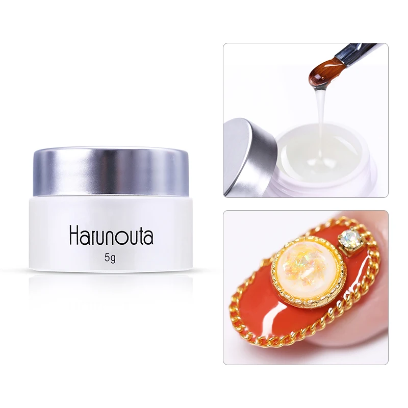 

Harunouta 5g Clear Nail Glue Soak Off Nail Rhinestone Adhesive Glue Fast Dry for UV/LED Natural Resin Nail Decoration Tool