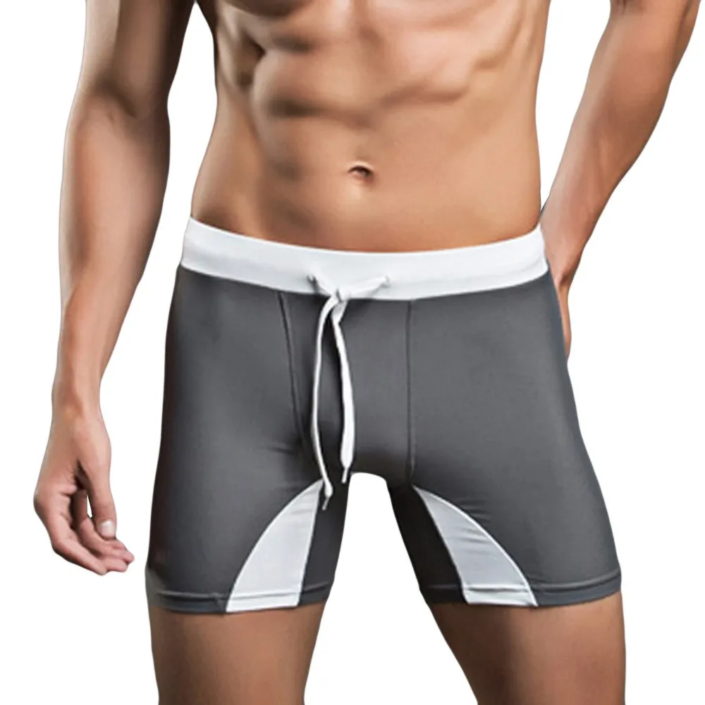 Мужские дышащие плавки Брюки тонкая одежда купальник с заниженной талией цветной блок одежда для плавания Шорты W619 - Цвет: Серый