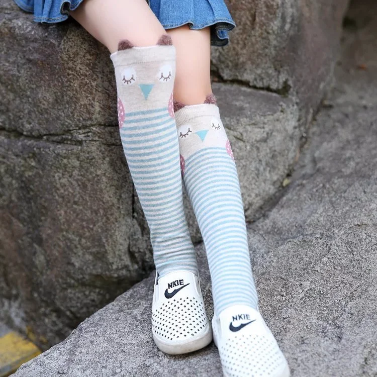 Носки для девочек коллекция года; детские носки; сезон весна-осень хлопковые носки прямые детские носки с кошачьими ушками для девочек; Tobani - Цвет: Коричневый