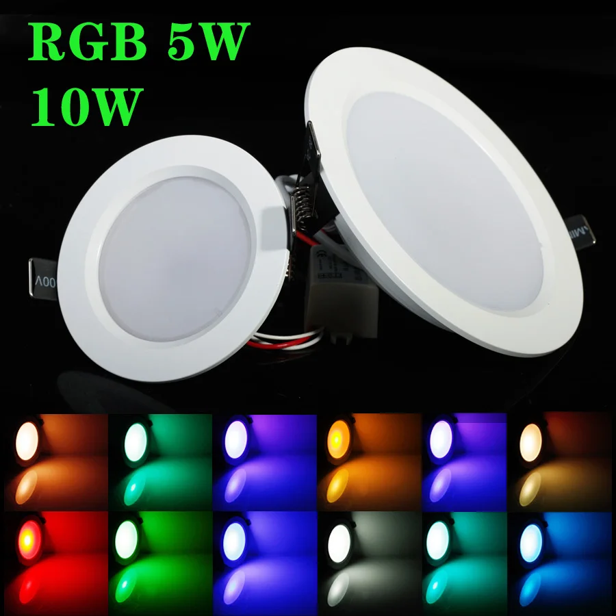 Best RGB 5 Вт/10 Вт светодиодный потолочный Панель свет AC85-265V 24 Цвет светильник лампа с Дистанционное управление Бесплатная доставка