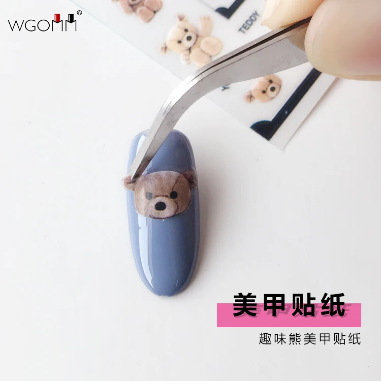 Новейшая модель MG618 с милым розовым плюшевым медведем, 3d наклейка для ногтей, наклейки для ногтей, японский стиль, сделай сам, украшения для ногтей