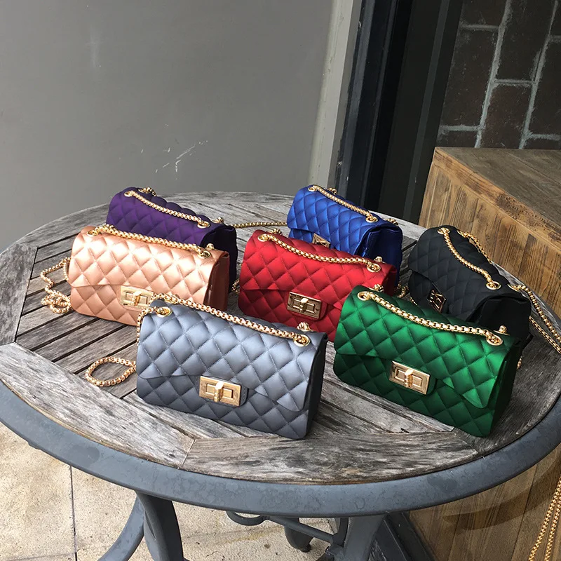 Matte jelly bag 2018 Fashion Small Women Clutch Bags Designer Lingge Chain Crossbody Lady bags Candy Color Women Shoulder Bag