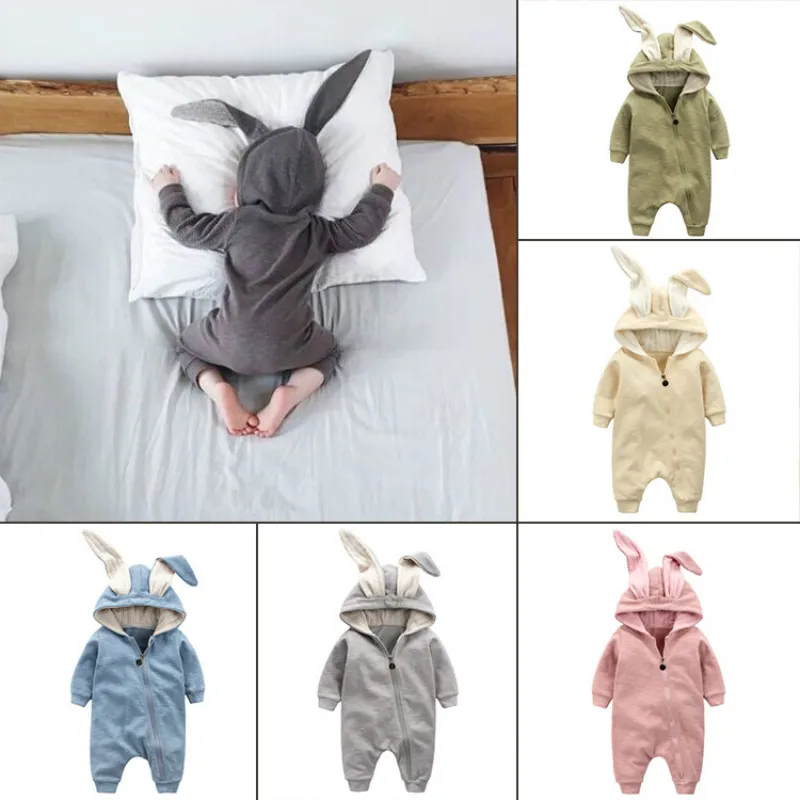 

Baby Girl Clothes Winter Siamese Clothes Cotton Rabbit Ear Cap Baby Go Out Romper Fall Baby Jumpsuit Baby Boy Romper