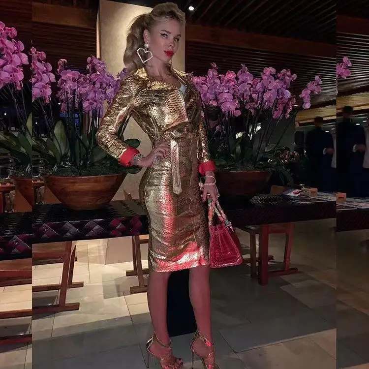Top Quality Fashion Gold 2 Pieces Set Bodycon Dress Club Party Bodycon Dress Top Quality Fashion Gold 2 Pieces Set Bodycon Dress Club Party Bodycon Dress