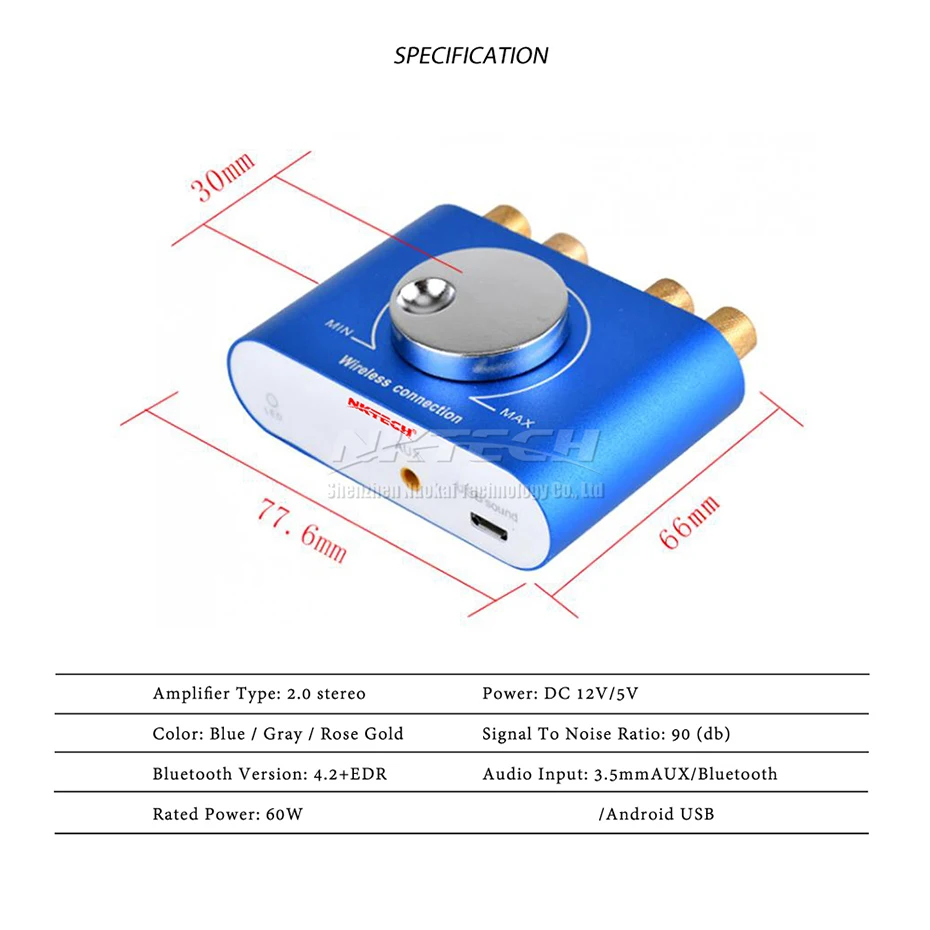 NKTECH NK-F900 автомобильный усилитель мощности Bluetooth 4,2+ EDR цифровой плеер мини 2x60 Вт Hi-Fi стерео аудио AUX USB кинотеатр для телефона MP3