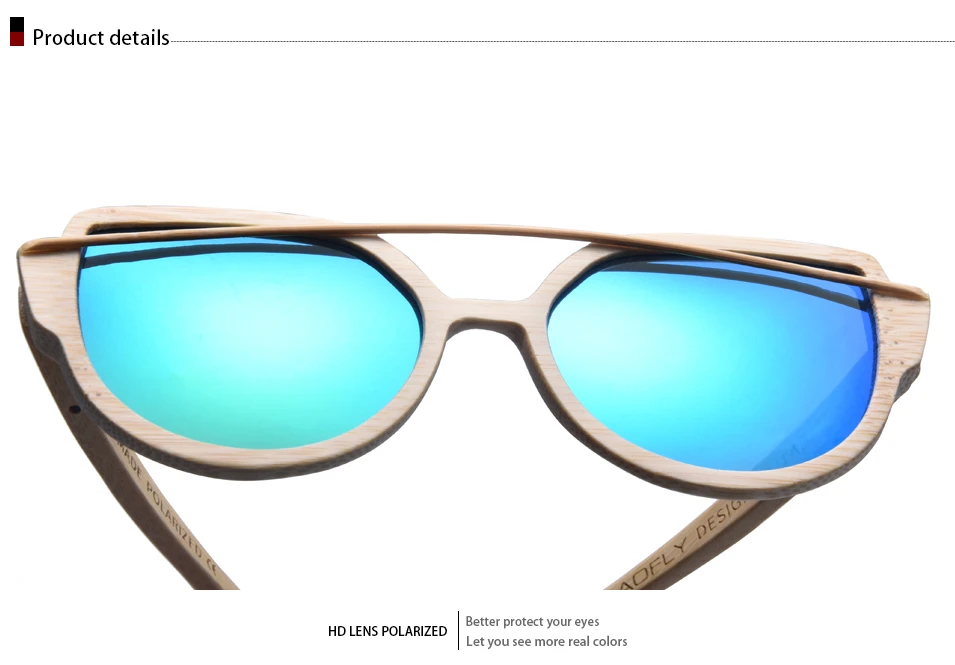 AOFLY поляризованные солнцезащитные очки для женщин, бамбуковые солнцезащитные очки ручной работы, Бамбуковая оправа, Классические брендовые дизайнерские двухлучевые очки AF604