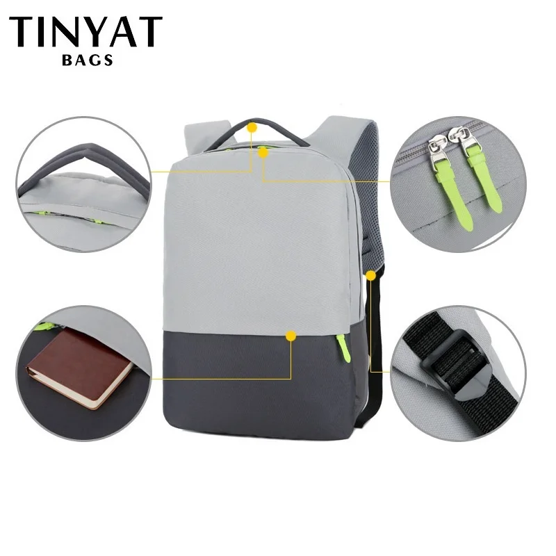 TINYAT, мужской школьный рюкзак для подростков, 15 дюймов, мужской рюкзак для ноутбука, женский рюкзак для путешествий, рюкзак для студентов, водонепроницаемый рюкзак для путешествий, Mochila 710