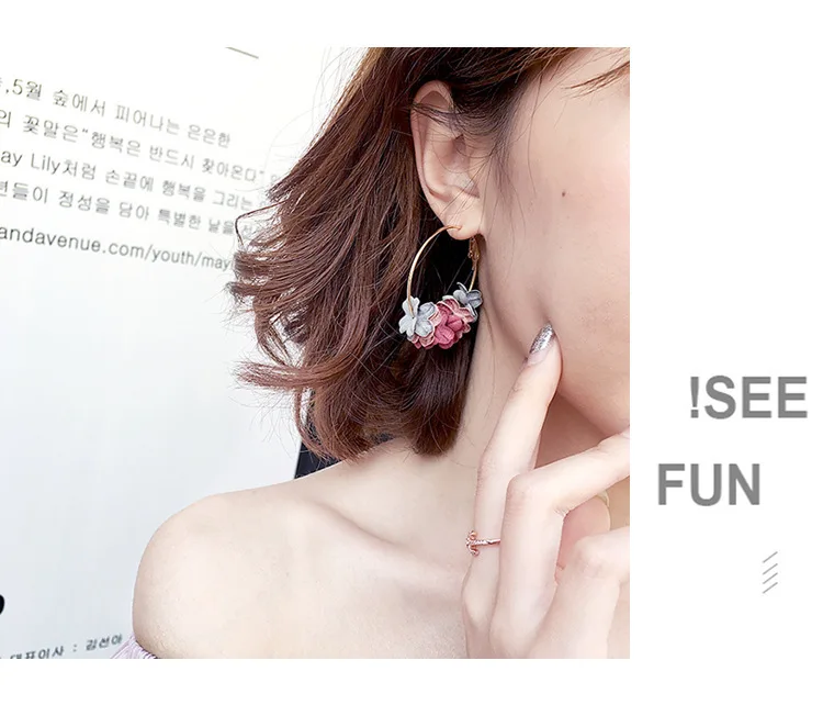

New Collection Flower Korean Earrings For Women Girl Sweety Lovely Drop Earring Colorful Simple Pendientes Mujer Moda 2019