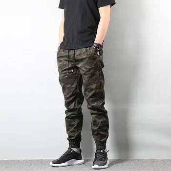 

American Streetwear Men Jeans Casual Pants Camouflage Military Pants Elastic Waist Japanese Style Cargo Pants Hip Hop Jeans Men