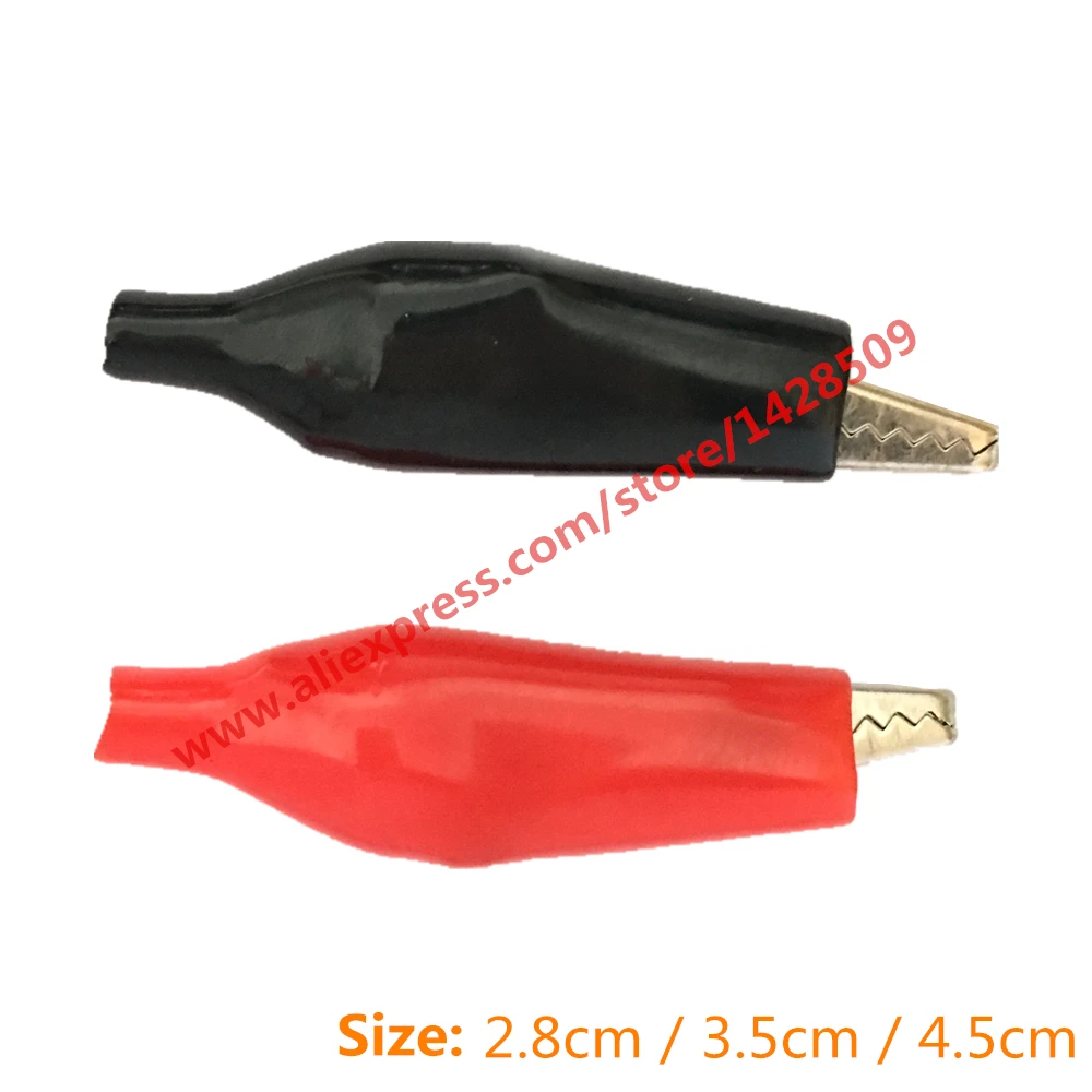 

100 pcs Metal Alligator Clip Crocodile Electrical Clamp for Testing Probe Meter 3.5cm Black and Red with Plastic Boot